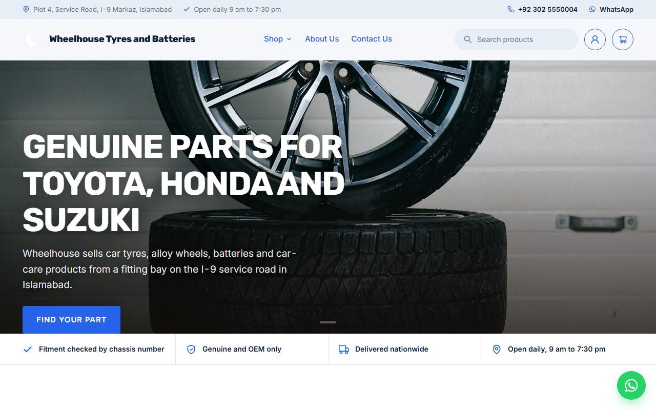 Wheelhouse Tyres and Batteries home page