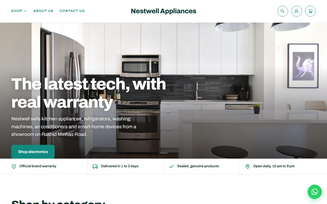 Nestwell Appliances home page