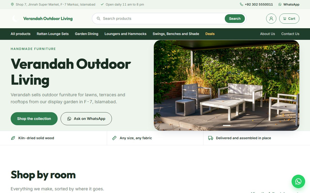 Verandah Outdoor Living home page