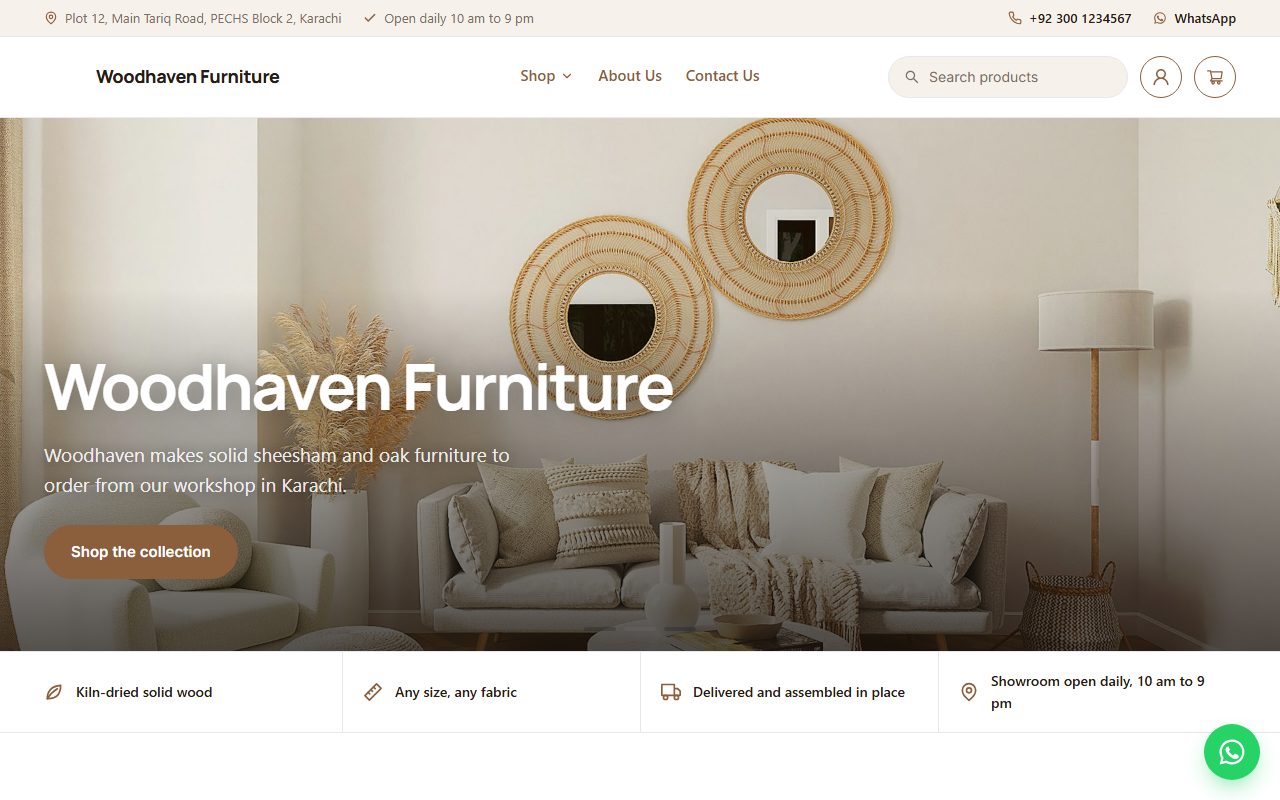 Woodhaven Furniture home page