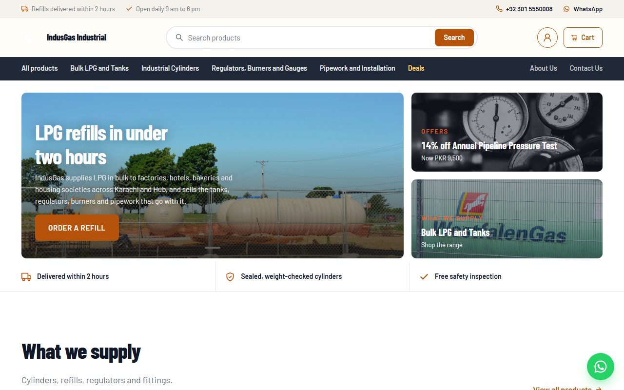 IndusGas Industrial home page