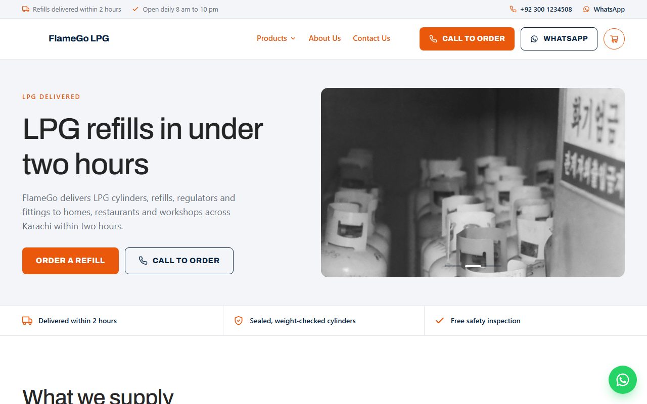 FlameGo LPG home page