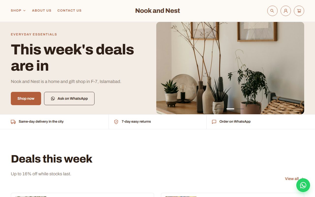 Nook and Nest home page