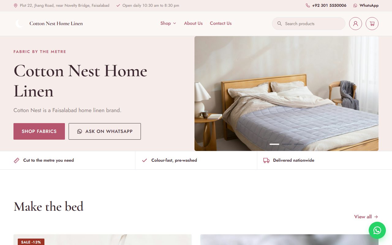 Cotton Nest Home Linen home page