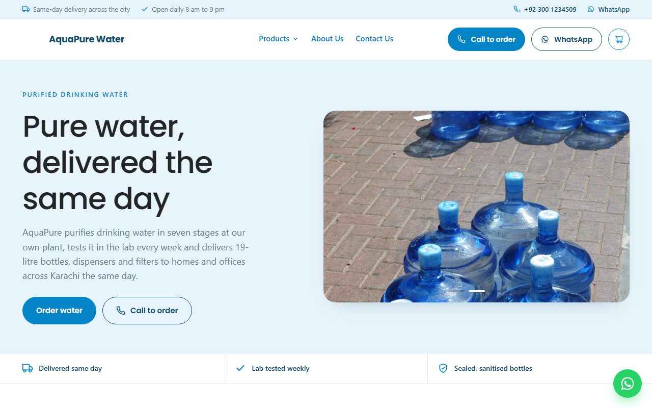 AquaPure Water home page